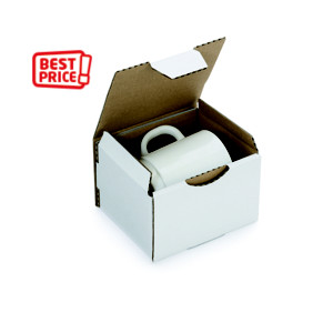 RAJA Boîte d'expédition blanche en carton simple cannelure - L.12 x l.10 x H.8 cm - Lot de 50