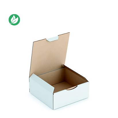 RAJA Boîte d'expédition blanche en carton simple cannelure - L.15 x l.15 x H.6 cm - Lot de 50