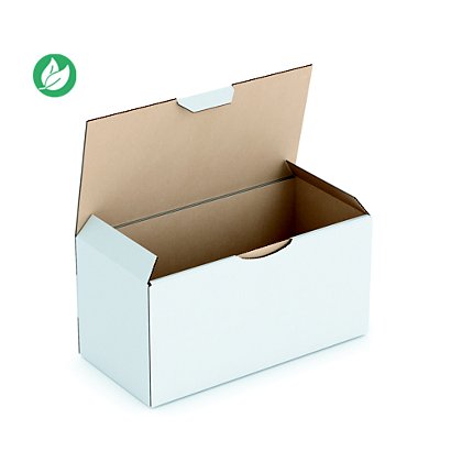 RAJA Boîte d'expédition blanche en carton simple cannelure - L.20 x l.10 x H.10 cm - Lot de 50