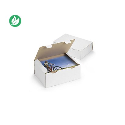 RAJA Boîte d'expédition blanche en carton simple cannelure - L.25 x l.15 x H.10 cm - Lot de 50 - 1