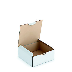 RAJA Boîte d'expédition blanche en carton simple cannelure - L.int. 15 x l.15 x H.6 cm - Lot de 50