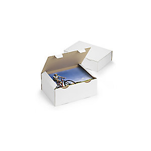 RAJA Boîte d'expédition blanche en carton simple cannelure - L.int. 25 x l.15 x H.10 cm - Lot de 50