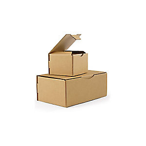 RAJA Boîte d'expédition brune en carton simple cannelure - L.int. 15 x l.15 x H.6 cm - Lot de 50