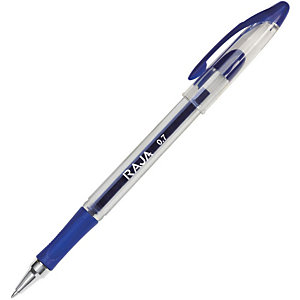 RAJA Bolígrafo de gel, punta mediana de 0,7 mm, cuerpo de plástico translúcido con grip, tinta Azul