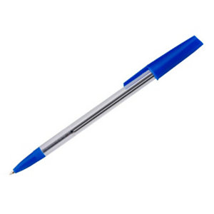 RAJA Bolígrafo de punta de bola, punta mediana de 0,7 mm, cuerpo de plástico translúcido, tinta azul