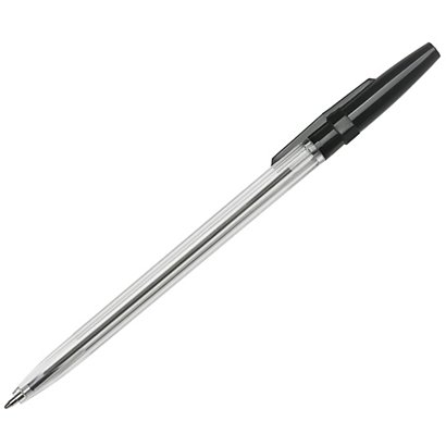 RAJA Bolígrafo de punta de bola, punta mediana de 0,7 mm, cuerpo de plástico translúcido, tinta negra