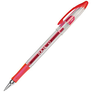 RAJA Bolígrafo de gel, punta fina de 0,7 mm, cuerpo de plástico translúcido con grip, tinta roja RAJA Bolígrafo de gel, punta fina de 0,7 mm, cuerpo de plástico translúcido con grip, tinta roja