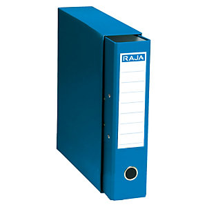 RAJA Box de 1 archivador de palanca, A4, Lomo 75 mm, Capacidad 500 hojas, Cartón resistente recubierto de papel impreso, Azul
