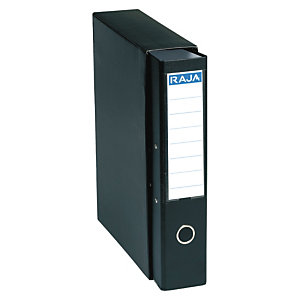 RAJA Box de 1 archivador de palanca, A4, Lomo 75 mm, Capacidad 500 hojas, Cartón resistente recubierto de papel impreso, Negro