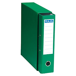 RAJA Box de 1 archivador de palanca, A4, Lomo 75 mm, Capacidad 500 hojas, Cartón resistente recubierto de papel impreso, Verde