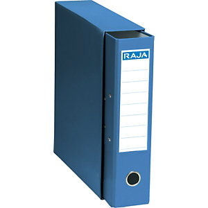 RAJA Box de 1 archivador de palanca, Folio, Lomo 75 mm, Capacidad 500 hojas, Cartón resistente recubierto de papel impreso, Azul