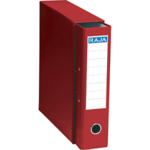 RAJA Box de 1 archivador de palanca, Folio, Lomo 75 mm, Capacidad 500 hojas, Cartón resistente recubierto de papel impreso, Rojo
