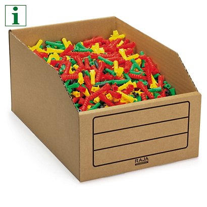 RAJA brown cardboard storage bins, 378x145x107mm, pack of 50 - 1
