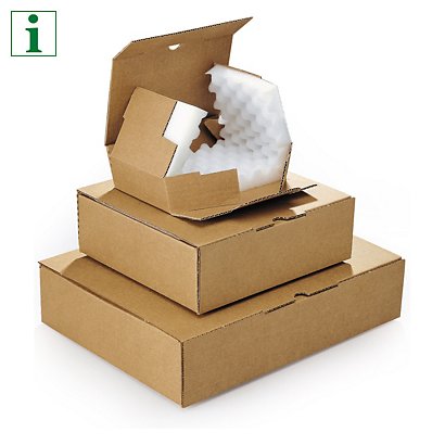 RAJA brown foam postal boxes, 240x230x80mm - 1