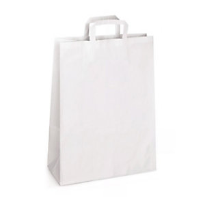 RAJA Busta Shopper, 22 x 29 x 10 cm, Carta Kraft, Bianco (confezione 250 pezzi)