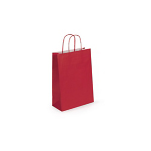 RAJA Busta Shopper, 22 x 29 x 10 cm, Carta Kraft liscia, Rosso (confezione 50 pezzi)