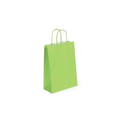 RAJA Busta Shopper, 22 x 29 x 10 cm, Carta Kraft liscia, Verde mela (confezione 50 pezzi)