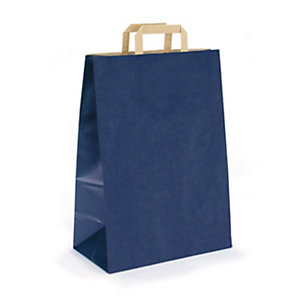 RAJA Busta Shopper, 22 x 29 x 10 cm, Carta Kraft vergata, Blu (confezione 100 pezzi)