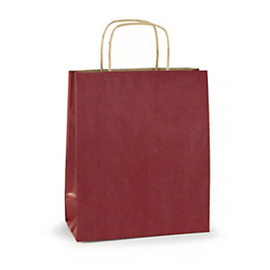 RAJA Busta Shopper, 22 x 29 x 10 cm, Carta Kraft vergata, Rosso (confezione 100 pezzi)