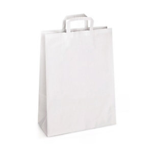 RAJA Busta Shopper, 27 x 37 x 12 cm, Carta Kraft, Bianco (confezione 250 pezzi)