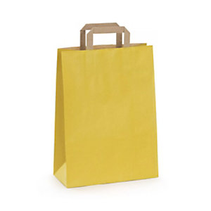 RAJA Busta Shopper, 27 x 37 x 12 cm, Carta Kraft vergata, Giallo (confezione 100 pezzi)