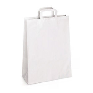 RAJA Busta Shopper, 32 x 45 x 17 cm, Carta Kraft, Bianco (confezine 250 pezzi)