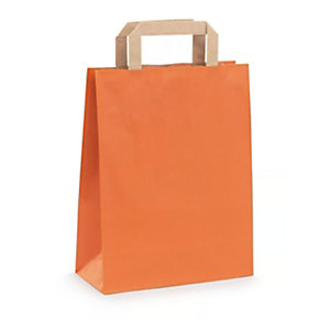RAJA Busta Shopper, 32 x 45 x 17 cm, Carta Kraft vergata, Arancione (confezine 100 pezzi)