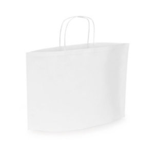 RAJA Busta Shopper, 36 x 27 x 10 cm, Carta Kraft, Bianco (confezione 50 pezzi)