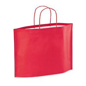 RAJA Busta Shopper, 36 x 27 x 10 cm, Carta Kraft, Rosso (confezione 50 pezzi)