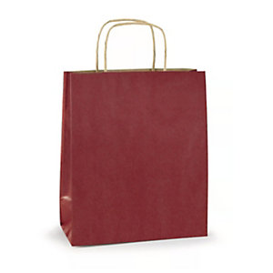 RAJA Busta Shopper, 36 x 41 x 12 cm, Carta Kraft vergata, Rosso (confezione 100 pezzi)