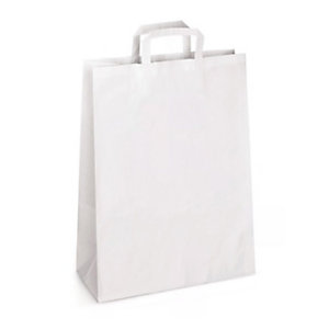RAJA Busta Shopper, 45 x 49 x 15 cm, Carta Kraft, Bianco (confezione 200 pezzi)