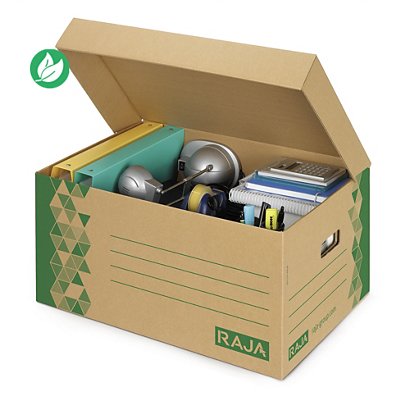Raja Caisse archives carton recyclé - Kraft / Vert - Lot de 10