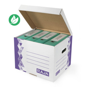 RAJA Caisse multi-usage format cube montage automatique en carton - Blanc / Violet - Lot de 10