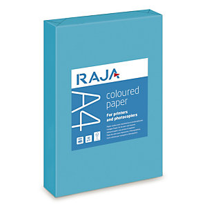 RAJA Carta colorata A4 per Fax, Fotocopiatrici, Stampanti Laser e Inkjet, 80 g/m², Blu intenso (risma 500 fogli)