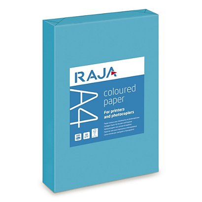 RAJA Carta colorata A4 per Fax, Fotocopiatrici, Stampanti Laser e Inkjet, 80 g/m², Blu intenso (risma 500 fogli) - 1