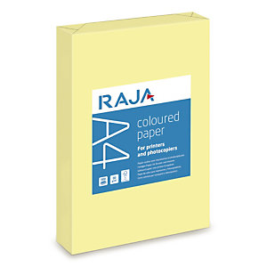 RAJA Carta colorata A4 per Fax, Fotocopiatrici, Stampanti Laser e Inkjet, 80 g/m², Giallo canarino pastello (risma 500 fogli)
