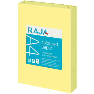 RAJA Carta colorata A4 per Fax, Fotocopiatrici, Stampanti Laser e Inkjet, 80 g/m², Giallo intenso (risma 500 fogli) RAJA Carta colorata A4 per Fax, Fotocopiatrici, Stampanti Laser e Inkjet, 80 g/m², Giallo intenso (risma 500 fogli)