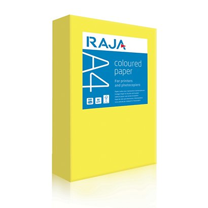 RAJA Carta colorata A4 per Fax, Fotocopiatrici, Stampanti Laser e Inkjet, 80 g/m², Giallo intenso (risma 500 fogli)