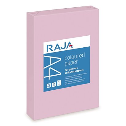 RAJA Carta colorata A4 per Fax, Fotocopiatrici, Stampanti Laser e Inkjet,  80 g/m², Rosa pastello (risma 500 fogli) - Carta Colorata