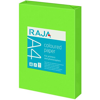 RAJA Carta colorata A4 per Fax, Fotocopiatrici, Stampanti Laser e Inkjet, 80 g/m², Verde brillante intenso (risma 500 fogli)