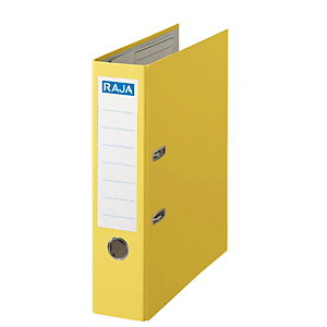 RAJA Color Archivador de palanca, Folio, Lomo 80 mm, Capacidad 520 hojas, Cartón recubierto de polipropileno, Amarillo RAJA Color Archivador de palanca, Folio, Lomo 80 mm, Capacidad 520 hojas, Cartón recubierto de polipropileno, Amarillo