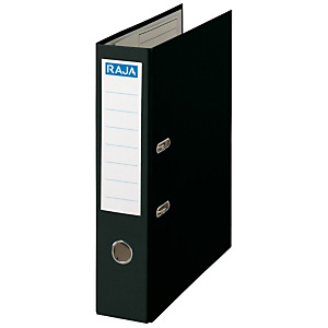 RAJA Color Archivador de palanca, Folio, Lomo 80 mm, Capacidad 520 hojas, Cartón recubierto de polipropileno, Negro RAJA Color Archivador de palanca, Folio, Lomo 80 mm, Capacidad 520 hojas, Cartón recubierto de polipropileno, Negro