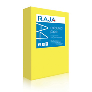 RAJA Coloured Paper Papel de Colores para Faxes, Fotocopiadoras, Impresoras Láser e Impresoras de Inyección de Tinta Amarillo Intenso A4 80 g/m² RAJA Coloured Paper Papel de Colores para Faxes, Fotocopiadoras, Impresoras Láser e Impresoras de Inyección de Tinta Amarillo Intenso A4 80 g/m²