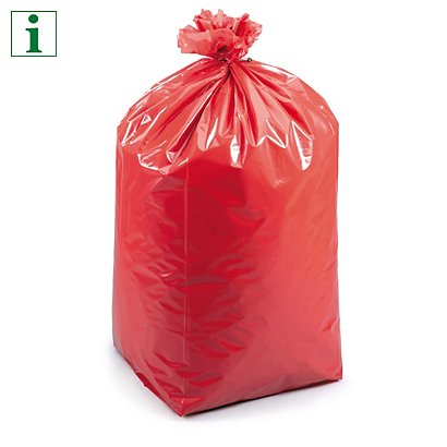 RAJA coloured refuse sacks, red, 70 litre, 975 x 725mm, 40 micron, pack of 200 - 1