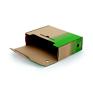 RAJA Contenitore archivio cartone 100% riciclato e riciclabile onda piccola, Dorso 10 cm, Avana/Verde (confezione 25 pezzi) RAJA Contenitore archivio cartone 100% riciclato e riciclabile onda piccola, Dorso 10 cm, Avana/Verde (confezione 25 pezzi)
