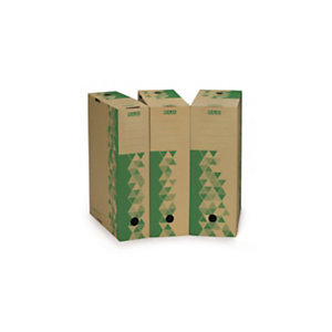 RAJA Contenitore archivio Eco, Cartone riciclato, Dorso 10 cm, Avana/Verde (confezione 25 pezzi)