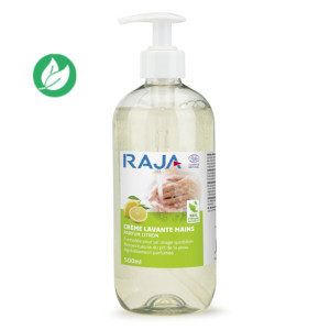 RAJA Crème lavante éco-responsable - Citron - Flacon pompe 500 ml
