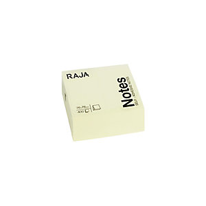 RAJA Cube de notes repositionnables 76 x 76 mm - Jaune pastel - Bloc de 400 feuilles