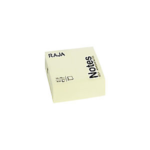 RAJA Cube de notes repositionnables 76 x 76 mm - Jaune pastel - Bloc de 400 feuilles