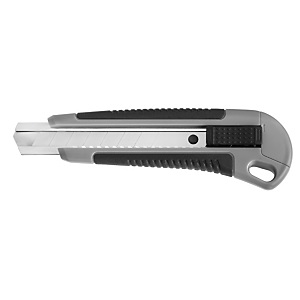RAJA Cutter professionale, Rivestimento in plastica, Lama retrattile 18 mm, Grigio RAJA Cutter professionale, Rivestimento in plastica, Lama retrattile 18 mm, Grigio